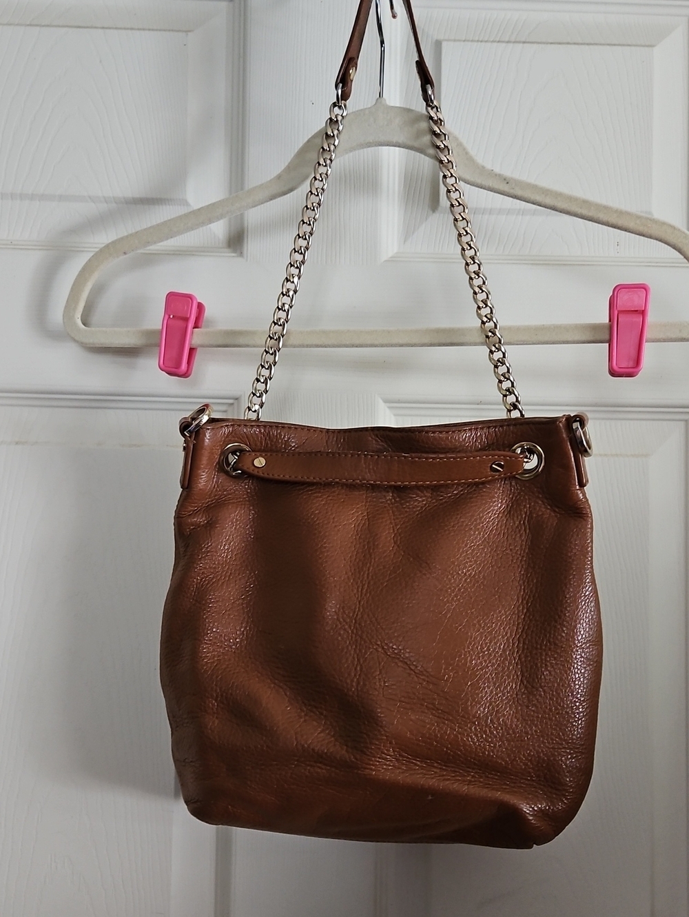 Michael Kors Brown Leather Shoulder Bag with Chain Straps